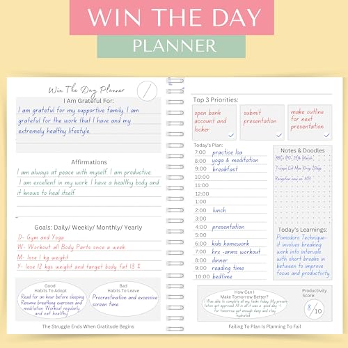 LAURET BLANC Daily Planner and Organizer, Affirmation and Gratitude Journal- A5, 80 GSM, 160 Pages. Plan for 80 Days.