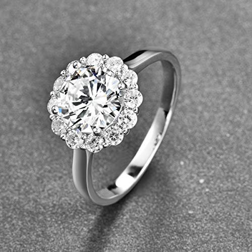 925 Sterling Silver 3.5ct CZ Engagement Ring, Solitaire Round Cut White Cubic Zirconia Wedding Band Ring for Women Size 5-103