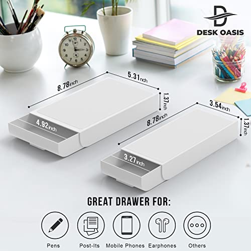 Organizador de Cajones Bajo el Escritorio 2 Pack, Almacenamiento Deslizante para Bolígrafo, Cables y Accesorios de Oficina con Adhesivo, Instalación sin Taladro, Almacenamiento Oculto para Oficina y Hogar miniatura 2
