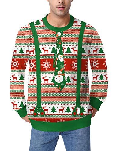 Arvilhill Christmas Mens Ugly 3D Printed Party Holiday Sweatshirt Funny Xmas Long Sleeve Shirts Snowflake & Reindeer Xl #TOP3