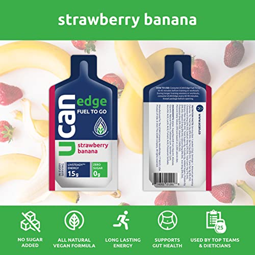 Ucan Edge Energy Gel Shots, Strawberry Banana (12, 2 Ounce Packets) For Running, Training, Workouts, Fitness, Cycling, Crossfit | Sugar-Free, Vegan, & Keto Friendly Energy Supplement #TOP2