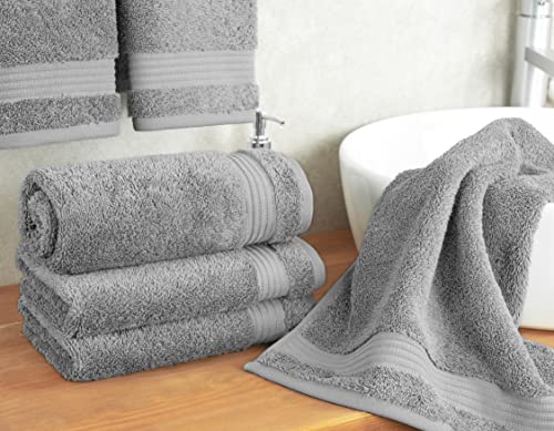 Cotton Paradise Hand Towels For Bathroom, 100% Turkish Cotton 16X28 Inch 4 Piece Hand Towel Set, Soft Absorbent Face Towel Clearance Set, Light Grey Hand Towels #TOP1