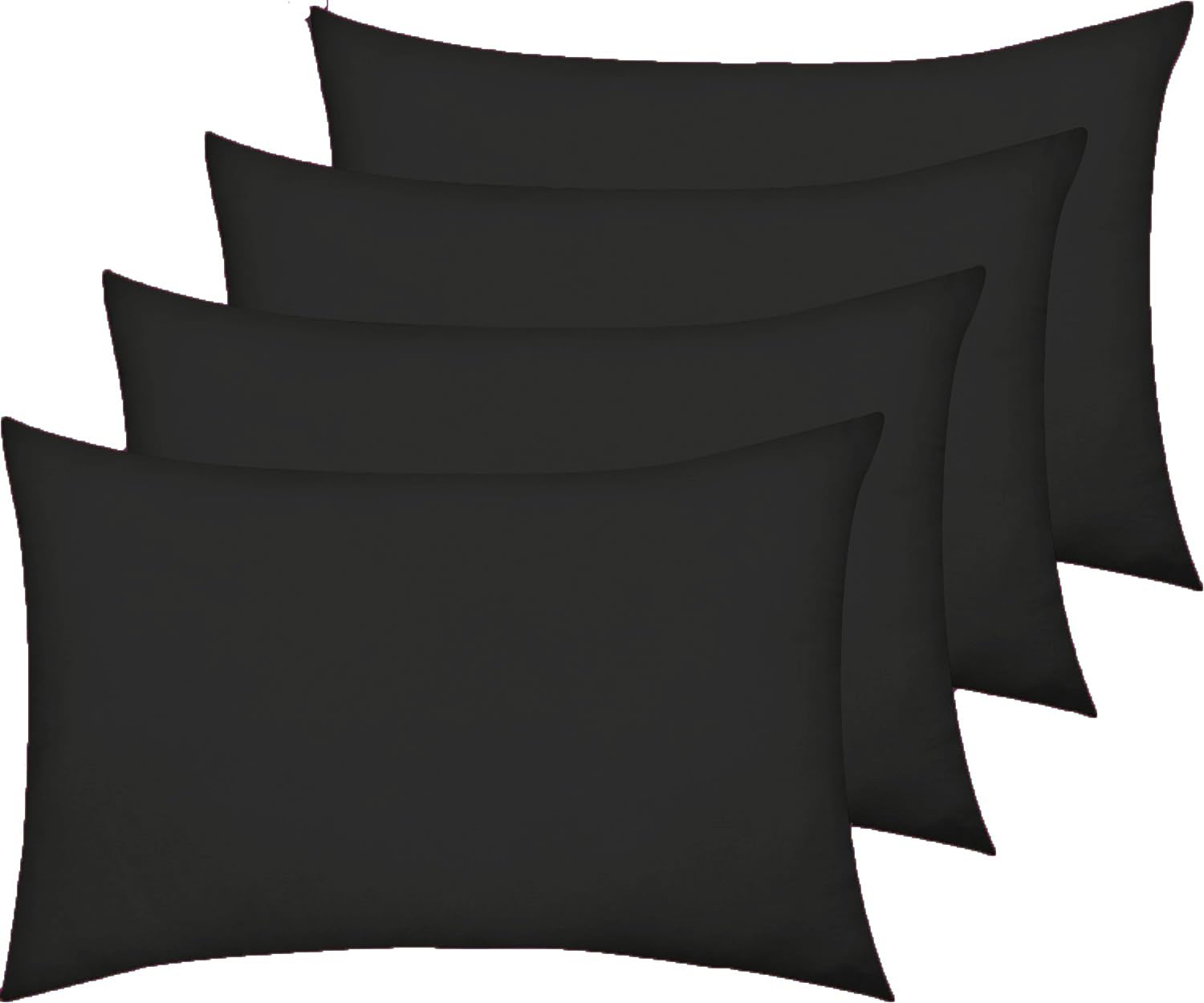 AmigoZone New 4 Pack Pillowcases Housewife Plain Cover Polycotton Percale Bedroom Pillowcases (Black, Housewife Pillow Cases 4 Pack)