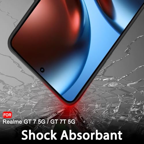 Image of TheGiftKart Sleek Back Cover Case for Realme GT 7 5G / GT 7T 5G / GT 7 Dream Edition | Slim Fit Protective Design | Ultra Matte Finish | Camera Protection Bump | Soft Silicon Cover (Silicone, Black)