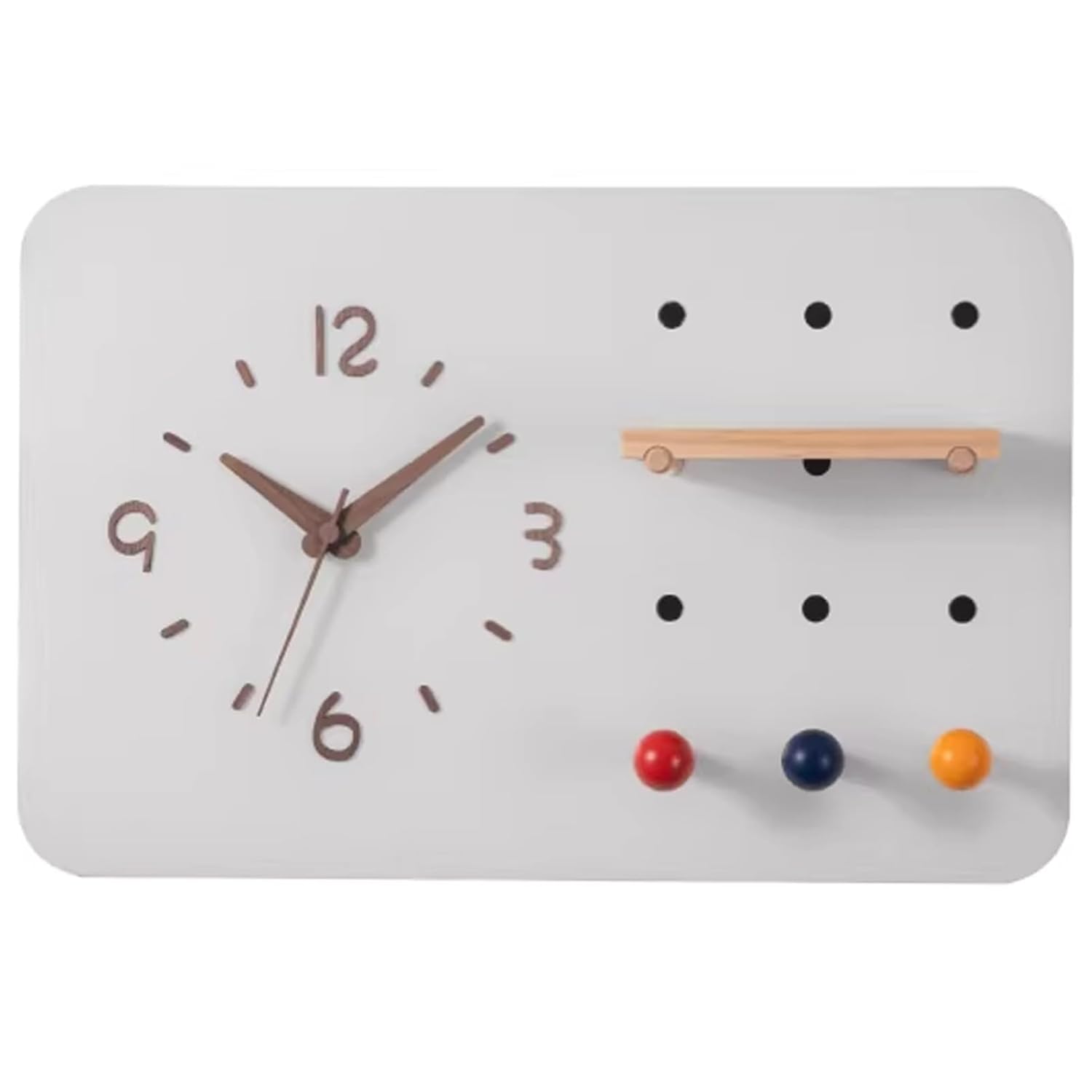 Wood Breaker Box Decorative Cover with Clock, Hidden Electric Meter Box Decorative with Shelf and Hooks, Circuit Breaker Panel Fuse Box Covers, for Restauran Tliving Room(Silver Gray B)