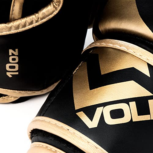 Luva De Boxe Muay Thai Kickboxing Training 10Oz Dourada e Preta