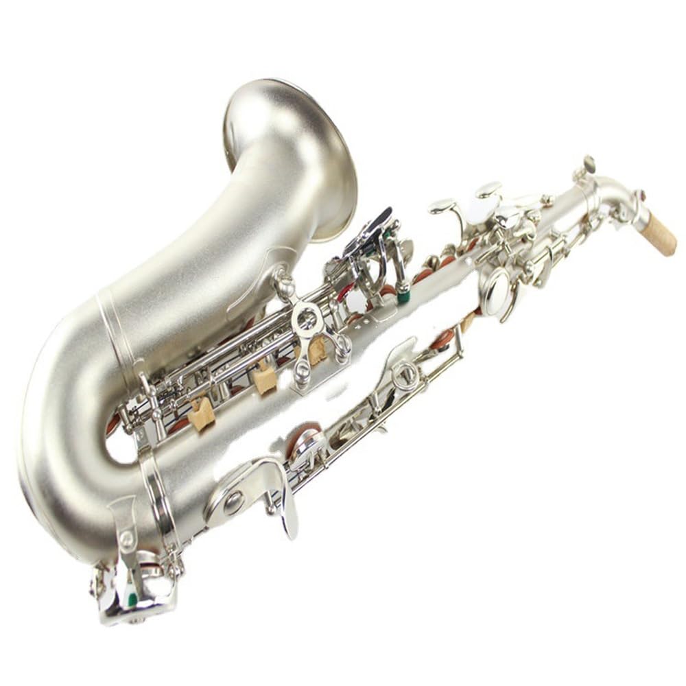 Saksofon sopranowy, profesjonalny instrument do gry, korpus z mosiądzu w kolorze srebrnym, profesjonalny saksofon altowy B-flat, zestaw saksofonowy, naciąg fletowy, futerał do przenoszenia, rękawiczki