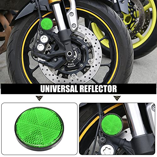 Image of X AUTOHAUX 8 Pcs Round Stick-on Safety Spoke Reflective Self Adhesive Reflector for Gate Posts Cars Trailer Motorcycle Trucks Boat Bicycle Bike Green