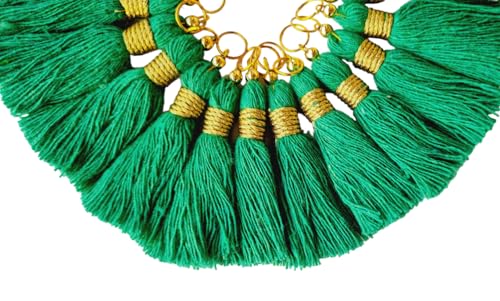 Image of Zippy Flora Micro 1.5 inch Length Cotton Handmade Tassels for Saree /Blouse /Dupatta /DIY /Decor (Pack of 12) (Dark Green)