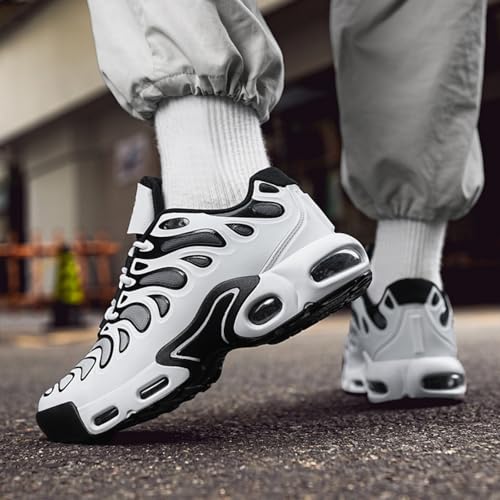 Mens Trainers Running Fashion Shoes Air Cushion Casual Sneakers Walking Tennis Basketball Gym Athletic Sports Breathable Zapatos (Panda White,10.5) - Image 4