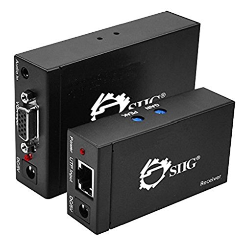 SIIG VGA & Audio Extender over Single CAT5/6/7 Cable, 1000feet (300M) at WUXGA (1920x1200) resolution. (CE-VG0N11-S1), Grey Black
