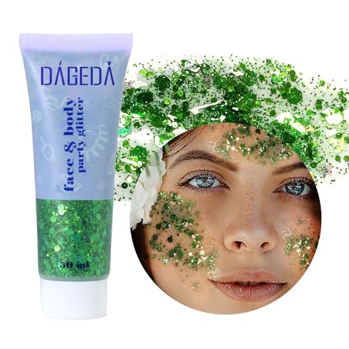 DAGEDA Green Body Glitter Gel, St Patricks Day Hair Face Glitter Makeup