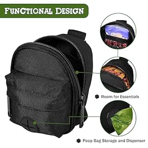   Dog-Poop-Bag-Dispenser-Waste-Bag-Holder-Mini-Dog-Treat-Pouch-Bag-For-Walking-Hiking-Running-With-Clip-For-Leash-Belt-Hand-Free-Holder-1-Roll-Waste-Bag-Grey