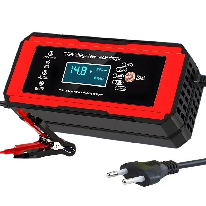 Ash & Roh 12V/24V 10A Smart Battery Charger for Car & Bike – Auto...