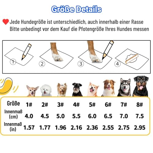 Hundeschuhe Pfotenschutz [4 Stück], Wasserabweisend & Atmungsaktiv, rutschfeste Sohle & Reflektierender Klettverschluss - Für Klein/Mittel/Großhunde | Hochschaftige Outdoor Hundestiefel (6#)