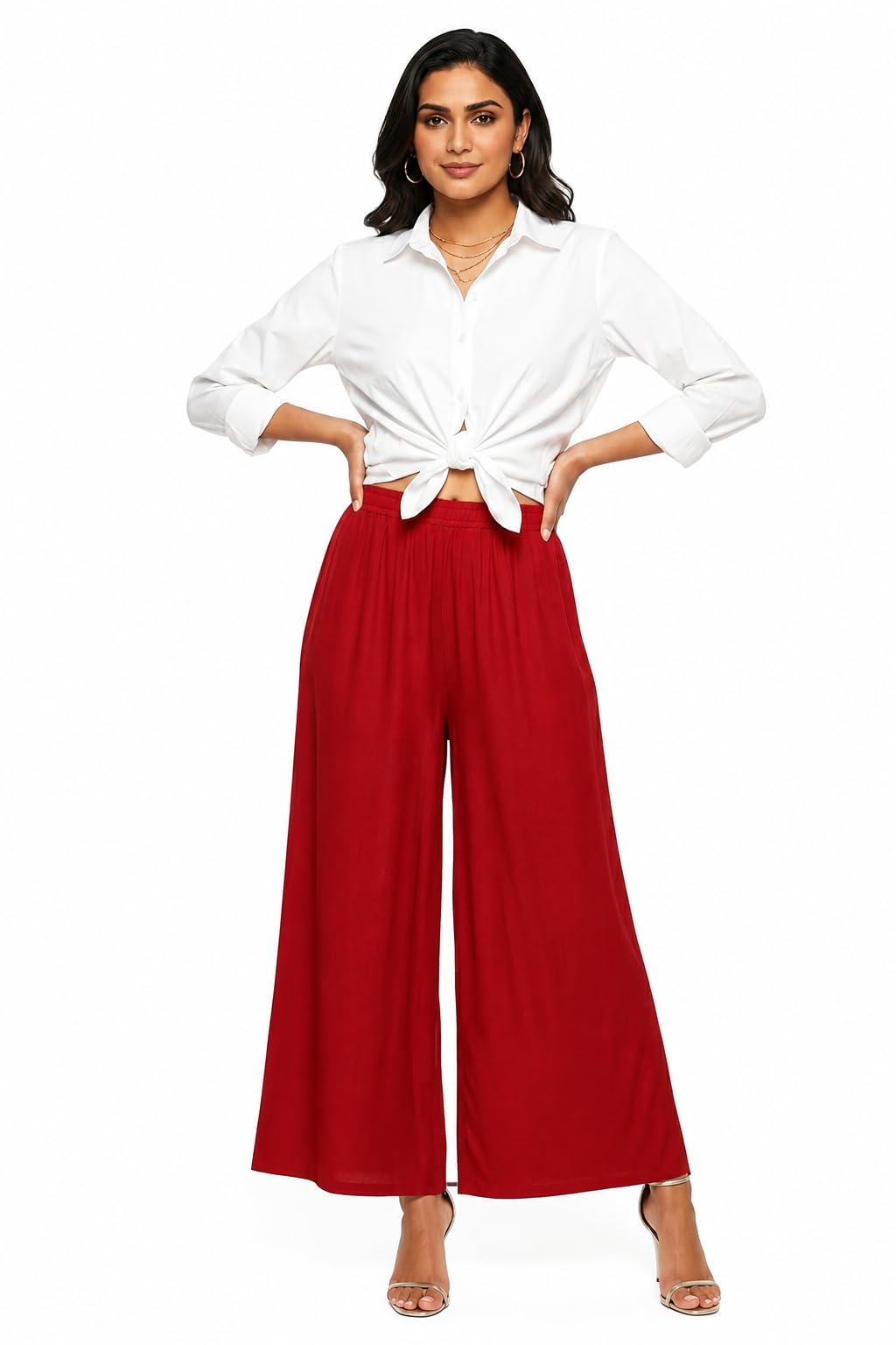 Women's Solid Rayon Palazzo Pants | Elastic Waist | Wide Leg | Soft & Comfortable | Casual, Ethnic-picture-37