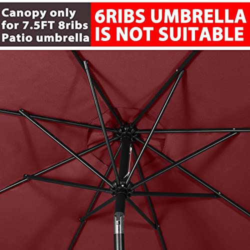 Image of ABCCANOPY 7.5ft Outdoor Umbrella Replacement Top Suit 8 Ribs (dubonnet)