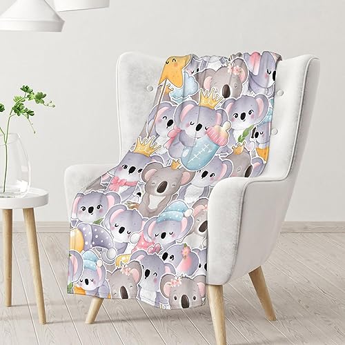 Koala Blanket Gifts - 30"x40" Cute Throw for Women, Girls - Colorful Soft Fuzzy Blankets for Couch & Office