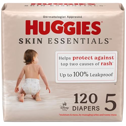 Image of Huggies Size 5 Diapers, Skin Essentials Baby Diapers, Size 5 (27+ lbs), 120 Count (2 Packs of 60)
