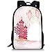 Produktbild Hui-Shop Schultaschen Laterne, antiker chinesischer Tempel mit Laternen und asiatischer Landschaftspagode im Vintage-Stil Pink Soft Pink für Jungen Mädchen