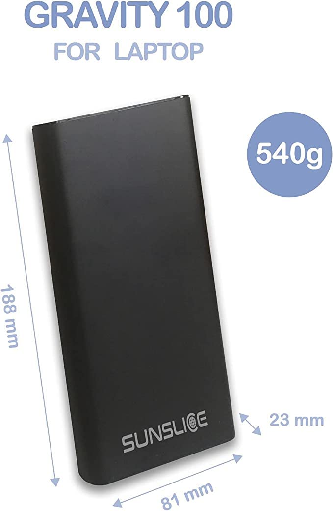 Sunslice | Power bank per laptop E telefono. Power bank USB-C 100W da 26.800 mAh. Compatibile con la maggior parte dei laptop.