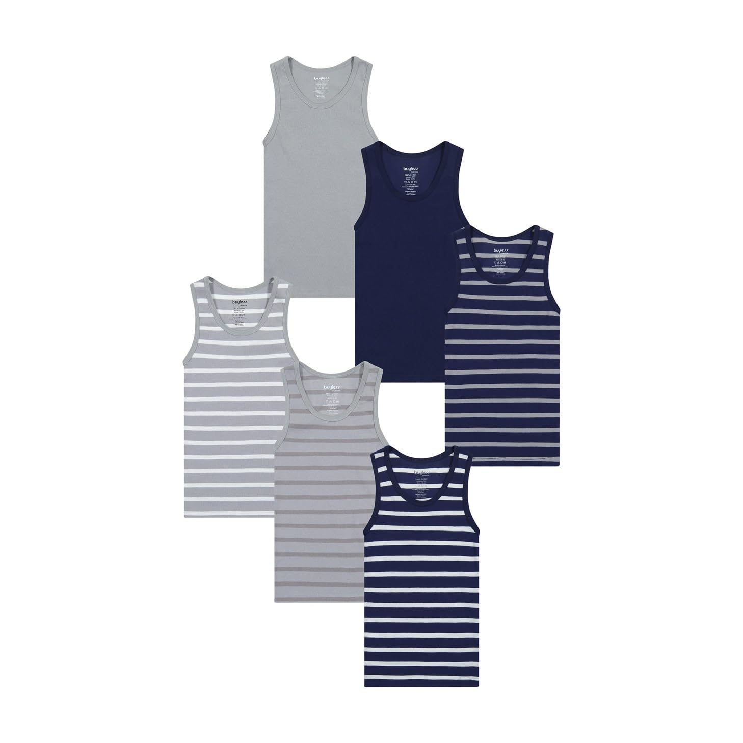 Buyless Fashion Camisetas sin Mangas para niños de algodón Suave, (Pack 6)