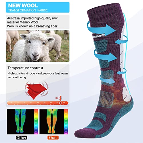 Ski Socks Merino Wool Thermal Knee High Winter Snowboard Sport Socks Men Women, Hunting #TOP1