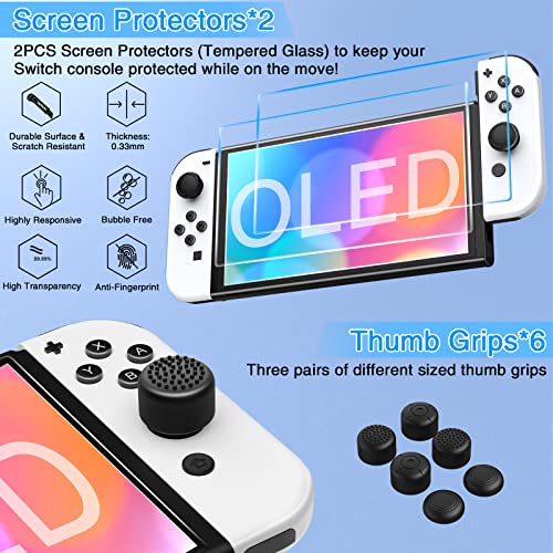 Heystop Switch Oled Accessories Bundle Compatible With 2021 Switch Oled Model, 27 In 1 Accessories Gift Kit With Carrying Case, Dockable Protective Case Cover, Screen Protector & More (Black) #TOP4
