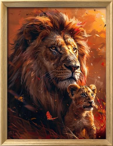 Image of Leczany Cross Stitch Patterns Stamped Kit for Beginners | Embroidery Supplies DIY Craft Kit Needlepoint for Adults Starter | 11CT, 3 Strands | Male Lion 15.8x21.3 inches