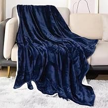 Amradield 61"x53" Large Faraday Blanket for Protection Pregnant Blocking Emf WiFi 5G Bluetooth White Berber Fleece and Navy Blue Flannel with Faraday Fabric, Two Sides Using for Beds Couches Travel