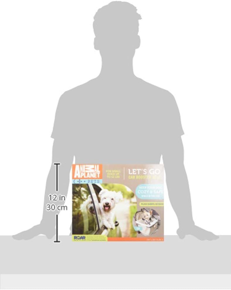 Animal Planet Puppy Booster Car Seat Cover for Small Dogs - Portable, Foldable, Collapsable Pet Car Carrier with Safety Leash - 12Lbs & Under - Tan w. Teal Trim : Pet Supplies