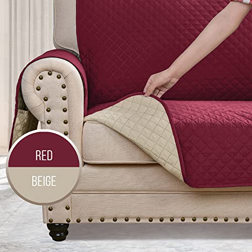 Ashleyriver Recliner Chair Cover,Recliner Slipcover, Recliner Covers For Dogs,Recliner Slipcover,Recliner Protector(Recliner Medium:burgundy/Beige) #TOP3