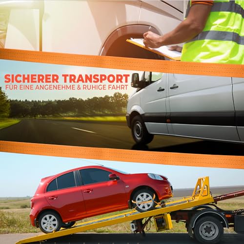 4 Stück Spanngurt für Auto Transport | 35mm | Länge 3300 mm | 3000 daN | Zurrgurt | Radsicherung | PKW | Reifengurt | Trailer | NFZ | Anhänger | 35 mm