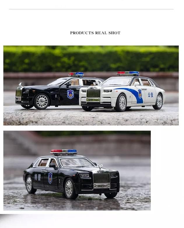 Image of 1:24 Scale Exclusive Alloy Metal Pull Back Die-cast Car Scale Model with Sound Light Mini Auto Toy for Kids Metal Model Toy Car with Sound and Light (Phantom- Police - Multicolor)