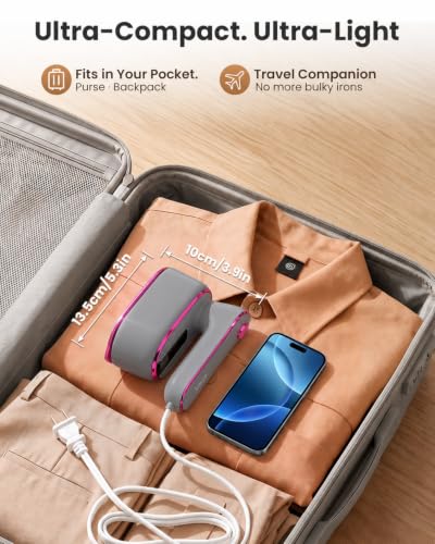 Image of Steamer for Clothes, Handheld Portable Iron Steamer, 2-in-1 Dry & Steam, 180 Rotatable Handle, 20s Fast Heat-Up, 970W Travel Steamer for Home & Travel, 120V Only