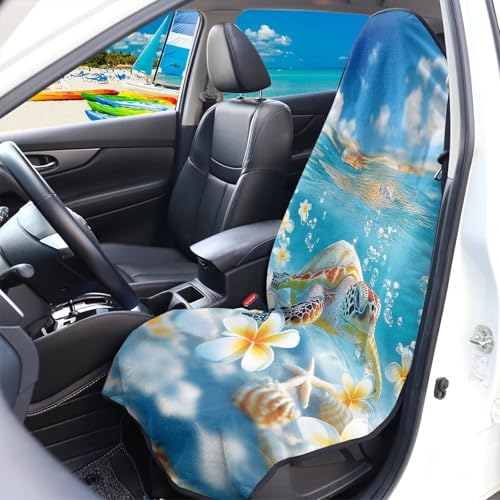 Image of Hippie Flower Waterproof Sweating Car Seat Cover for Post Gym Workout Universal Front Seat Cover Easy to Install Universal Size Fit for Most Cars SUVs Trucks Vans