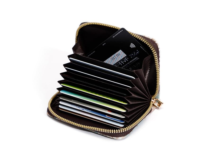 Floral Natural Pattern ID Cards Case,Coin Purse Wallet with 11 Card Slots and Zippers for Women3