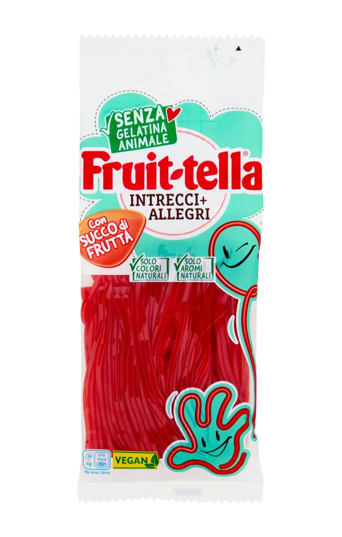 6X Fruittella Intrecci + Allegri Caramelle Morbide alla Fragola 125g - Caramelle Vegane Scorta Party [6 Confezioni]