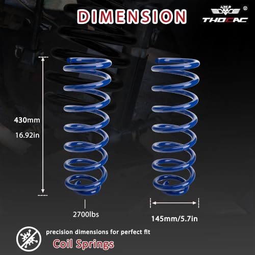 Image of Rear Heavy Duty Coil Springs for Ram 1500 2009-2018 2wd 4wd, 50% Extra Load Capacity (1100 lbs), Maintains Factory Ride Height, For Truck Towing,Blue