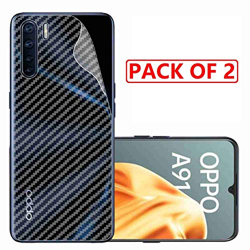 Image of Compatible with (Pack of 2) Oppo A91 Back Screen Protective Film Carbon Fiber Skin Transparent Screen Guard Sticker