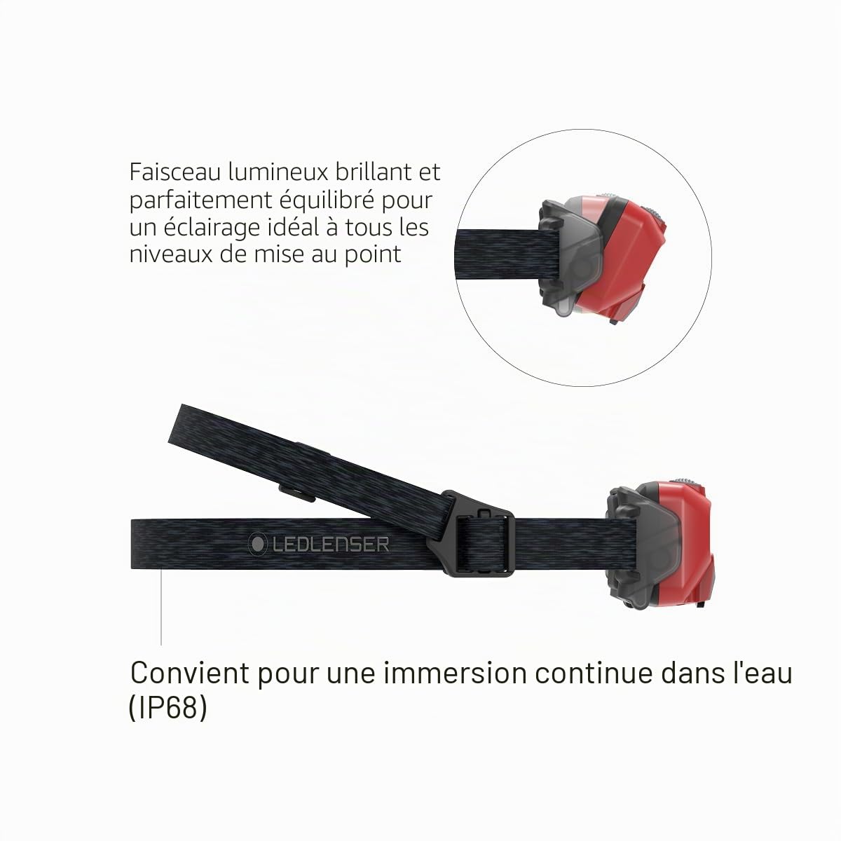 Ledlenser HF6R Core Lampe frontale rechargeable, 800lm, 126g, 160m, IP68 | Jusqu'à 60 h d'autonomie, USB-C, 5 modes dont lumière rouge, lampe frontale étanche, pour camping, randonnée | 2023