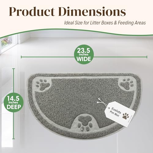 Image of Evelots Cat Litter Mat - Traps Litter & Mess from Box, Absorbent Urine-Proof & Waterproof Floor Protection, Soft on Paws, Non-Slip, Easy Clean, Machine Washable, Unscented, Gray, Small
