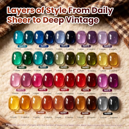 Image of Beetles Fall Jelly Gel Nail Polish Set, Leisure Fall 7.5ML 20 Colors