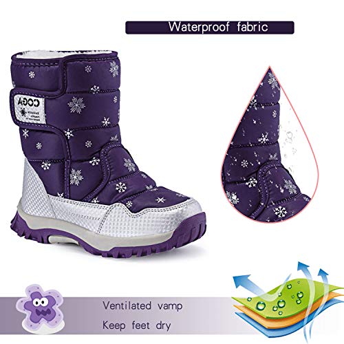 image for JACKSHIBO Girls Snow Boots Boys Kids Winter Boots Warm Waterproof Outd