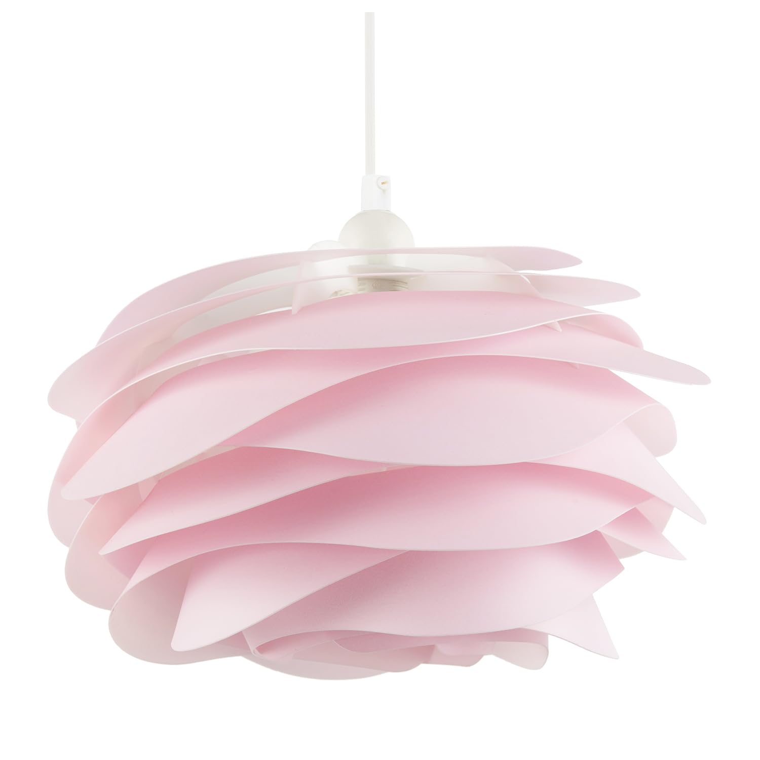 Modern Chic Pink Wavy Rippled Pendant Ceiling Lighting Shade for Bedroom etc | 33cm x 20cm | Layers of Flat Strips by Happy Homewares
