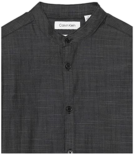 Calvin Klein Boy's Long Sleeve Slub Dress Shirt, Button-down Style with Banded Collar, Cuffs & Shirttail Hem4