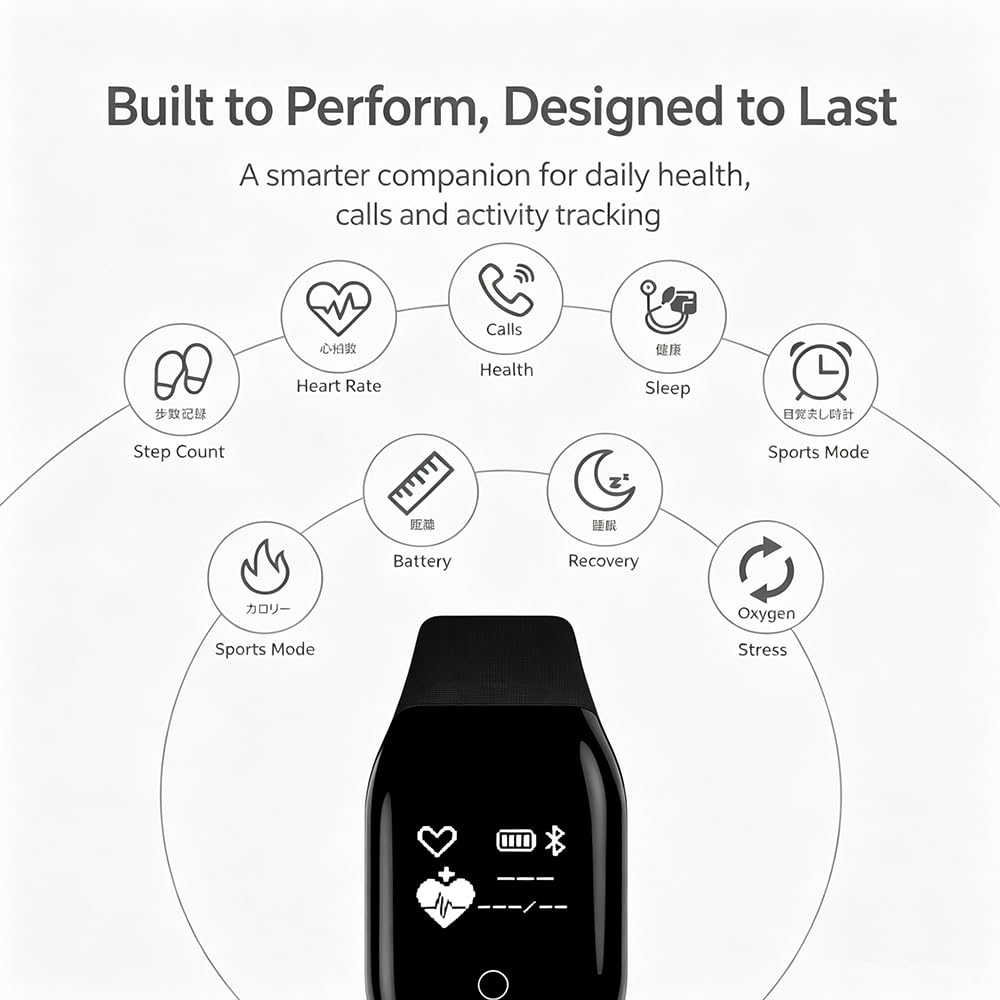 Smartwatch Fitness Tracker Impermeabile Per Uomo E Donna Smartband Orologio Fitness Con Funzione Di Monitoraggio Della Frequenza Cardiaca Del Sonno E Dello Stress Ideale Anche