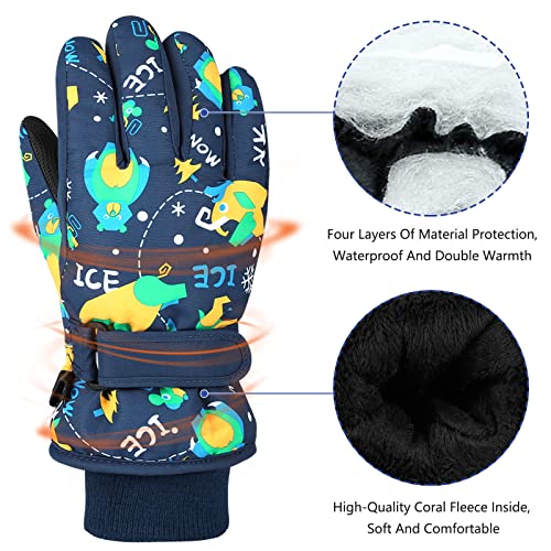 Teklemon Guanti da Sci per Bambini, Guanti da Neve Invernali per Bambini, Guanti Invernale Antivento Impermeabile Guanti Termici per Sci, Snowboard, Attività Outdoor per Ragazzi e Ragazze 4-10 Anni - Image 4