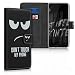 Produktbild kwmobile Hülle kompatibel mit Huawei Mate 20 X - Kunstleder Wallet Case mit Kartenfächern Stand Don't Touch My Phone Weiß Schwarz