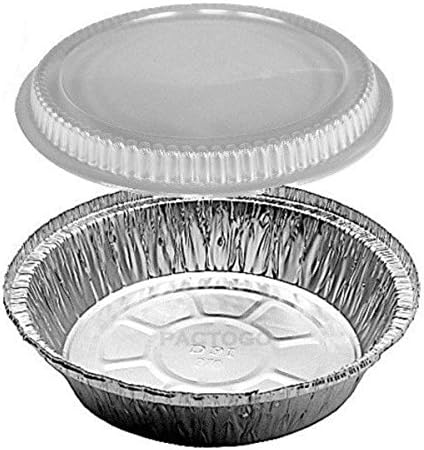Durable Packaging 7" Round Aluminum Foil Take-Out Pan with Clear Plastic Dome Lids (Pack of 100)